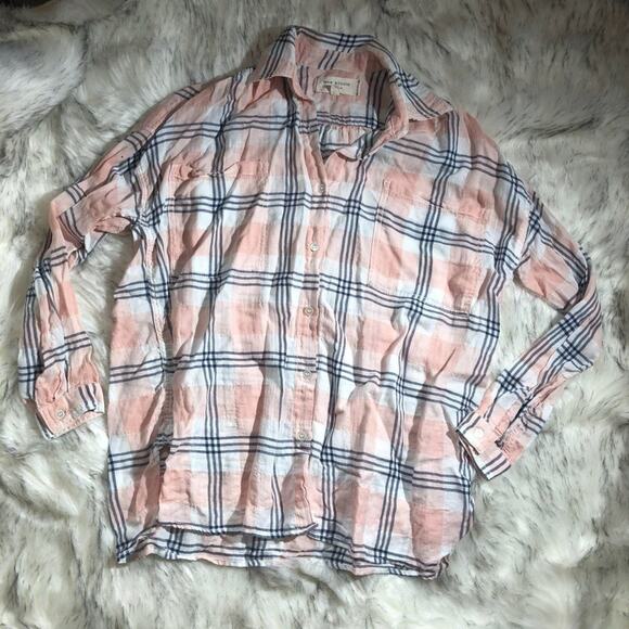 Max Studio london pink plaid button down shirt - Picture 3 of 6